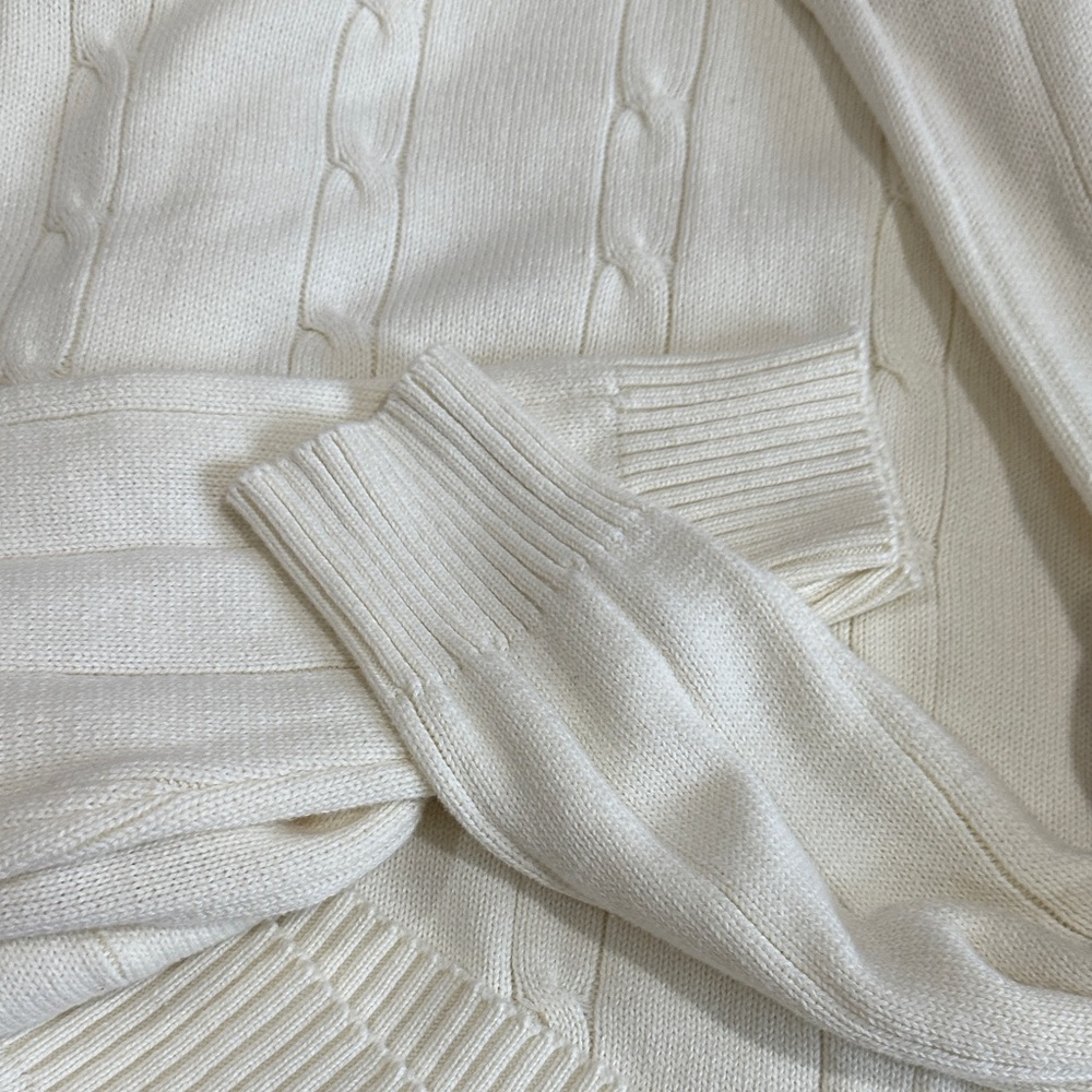 Oscar de la Renta Cream Crewneck Sweater 100% Cotton - Picture 9 of 10